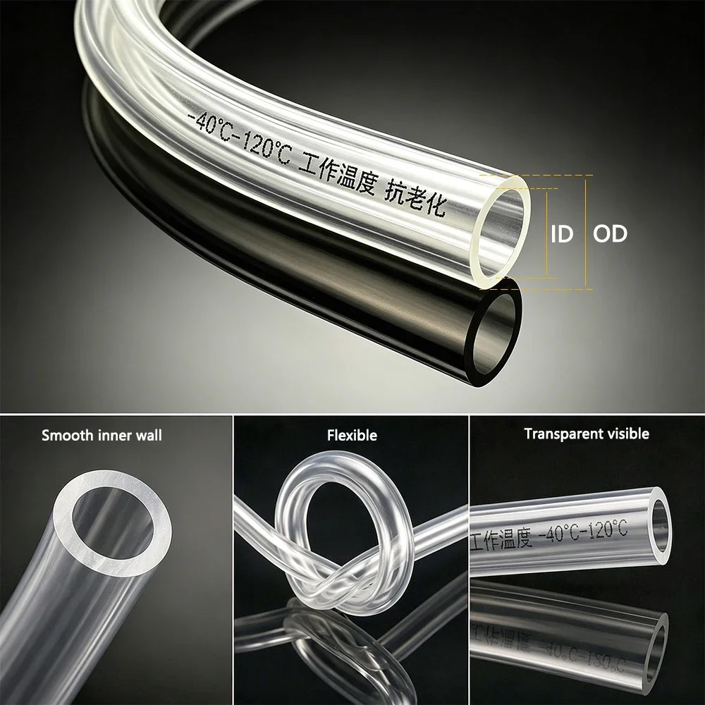 TPU Fuel Hose Transparent ID 4 5 6 8 10 12 14 16mm Oil Resistant Anti-Ageing Leakproof Pipe for Motorcycle & Car 1/2/3/5M