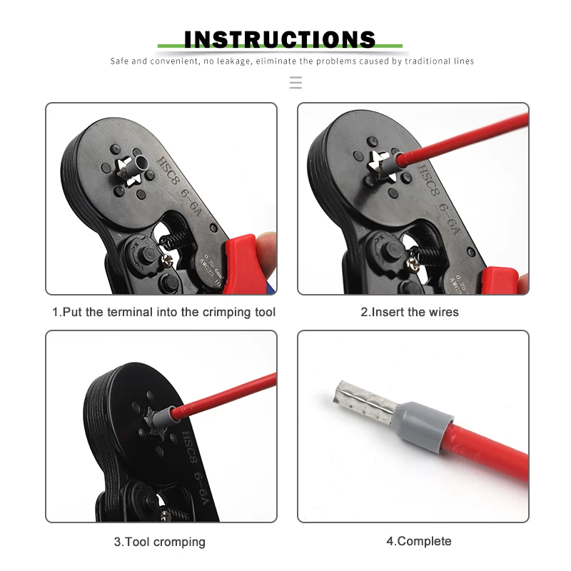 Square/hexagonal tubular Crimping Pliers Tool Mini Ferrule  HSC8 6-4A 6-6A VE Crimping Terminal Household Electrical Kit