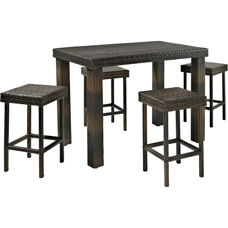 

5-piece Palm Harbor outdoor wicker high dining set with table and four stools