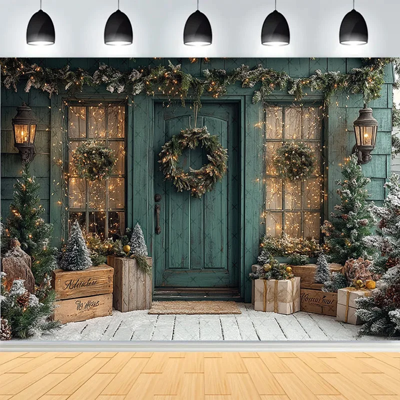 Winter Christmas Atmosphere Windows Photography Background Merry Christmas Glow Christmas Little Studio Backdrops AG-70