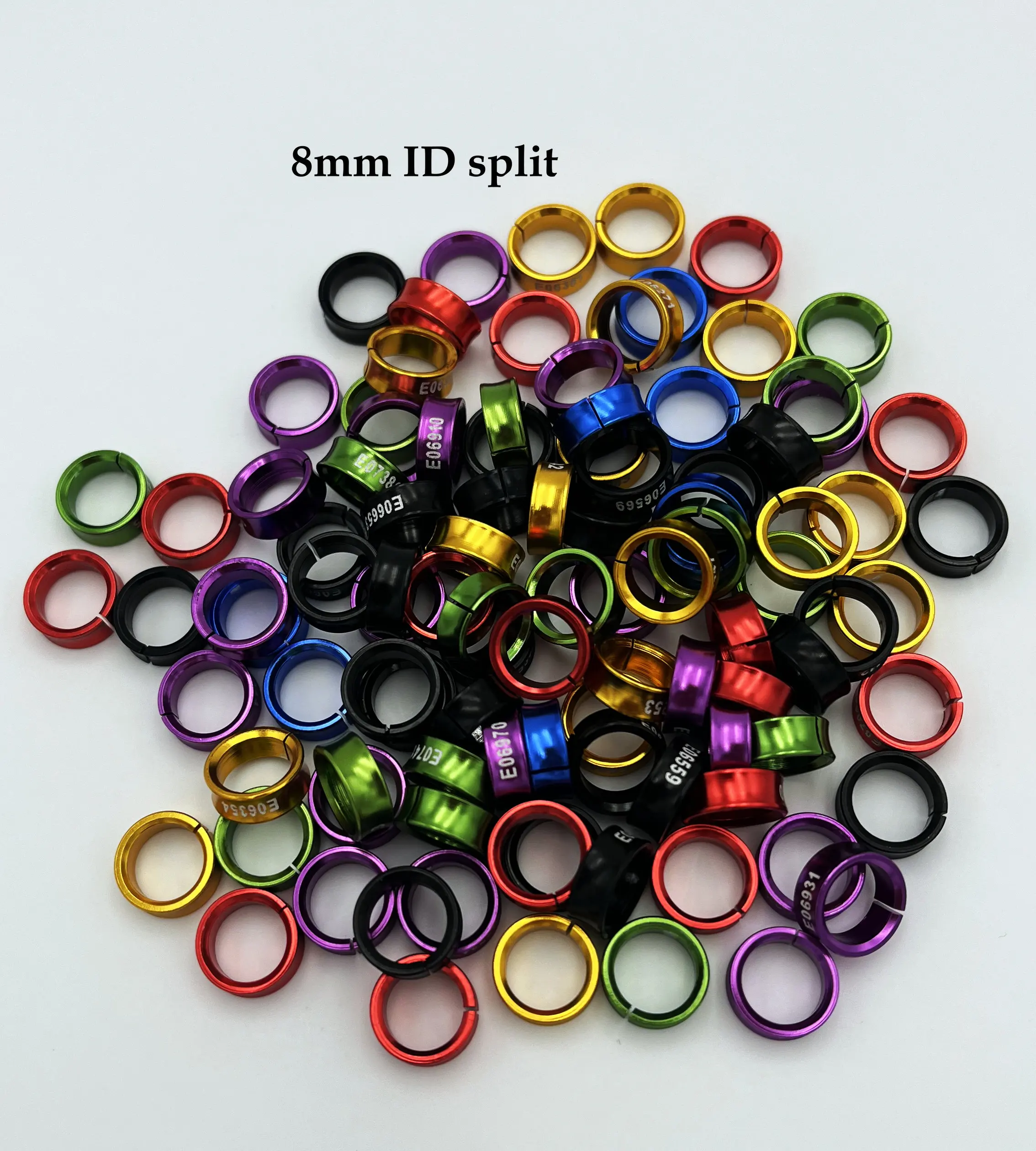 25PCS/Lot  Split 8mm red lory Rings (Non-Custom, Random-Character, Color-Mixture) Aluminium Bird Leg Bands