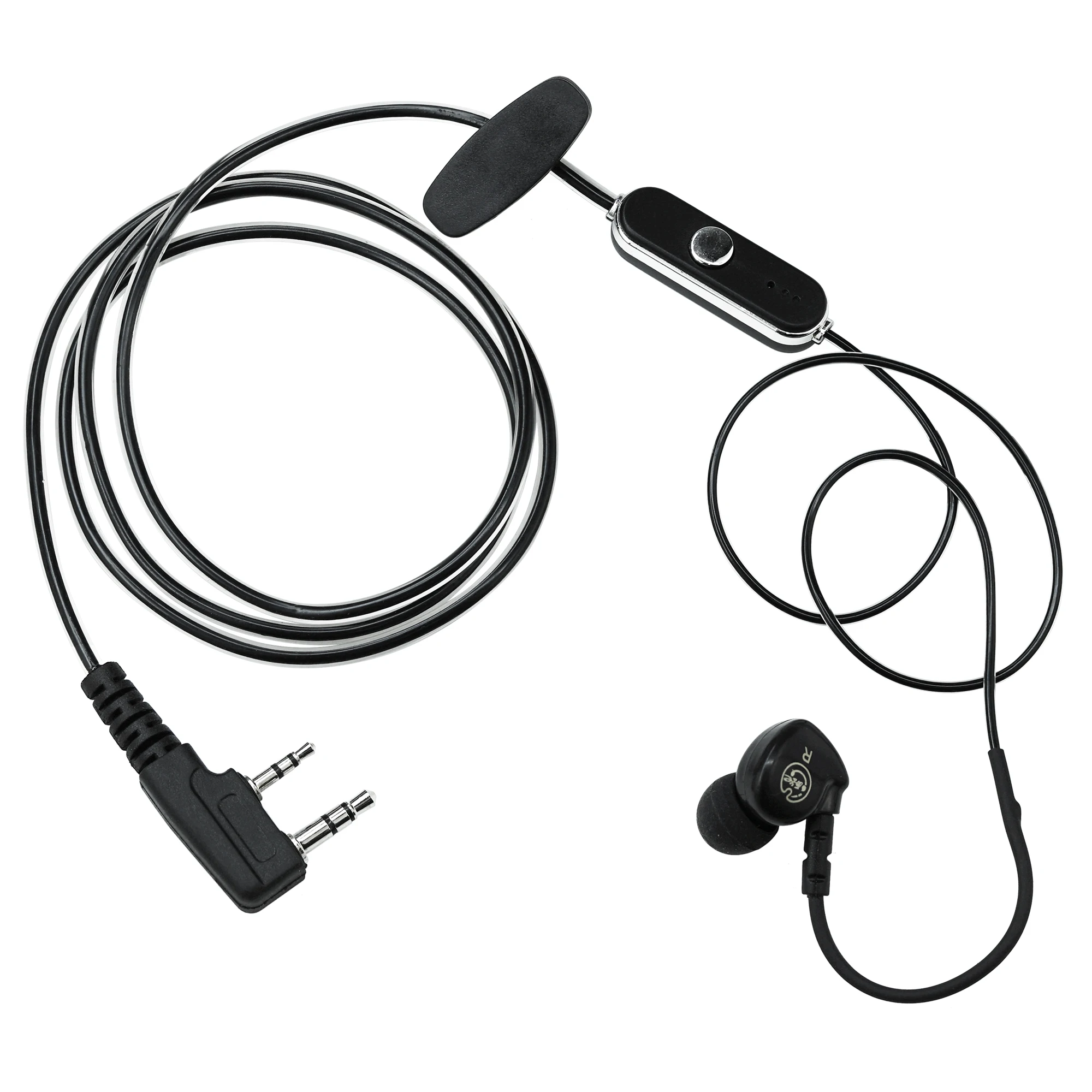 Auricular deportivo con gancho para la oreja tipo K de 2 pines con micrófono PTT, auriculares con cancelación de ruido compatibles con walkie talkies Baofeng UV-5R/888S