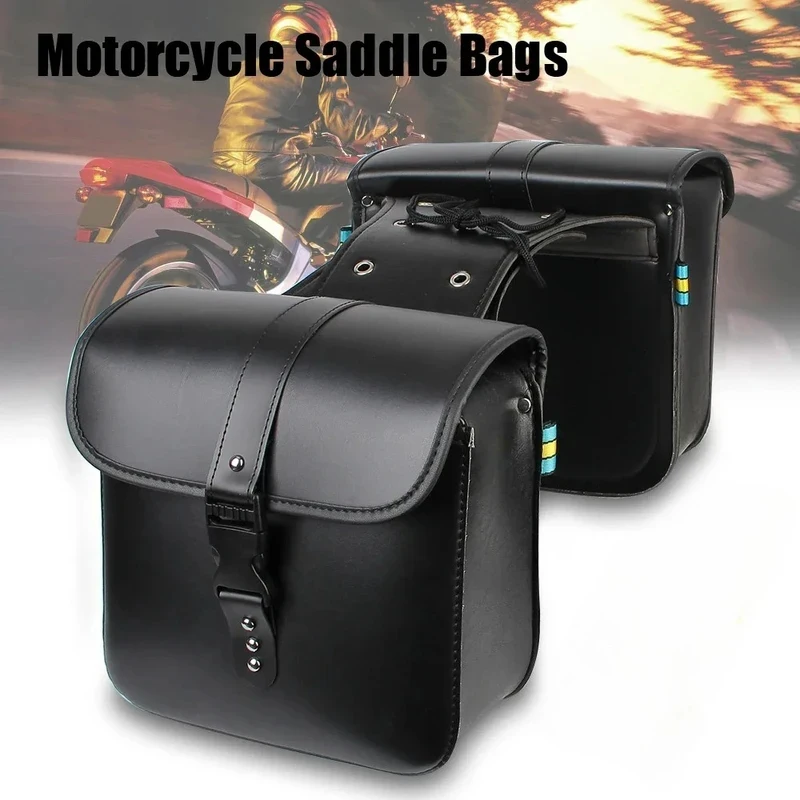 Retro Fashion Motorcycle Saddle Bags Waterproof PU Leather Side Storage Pouch Multifunctional Side Luggage Tank Suitcase Wear Re