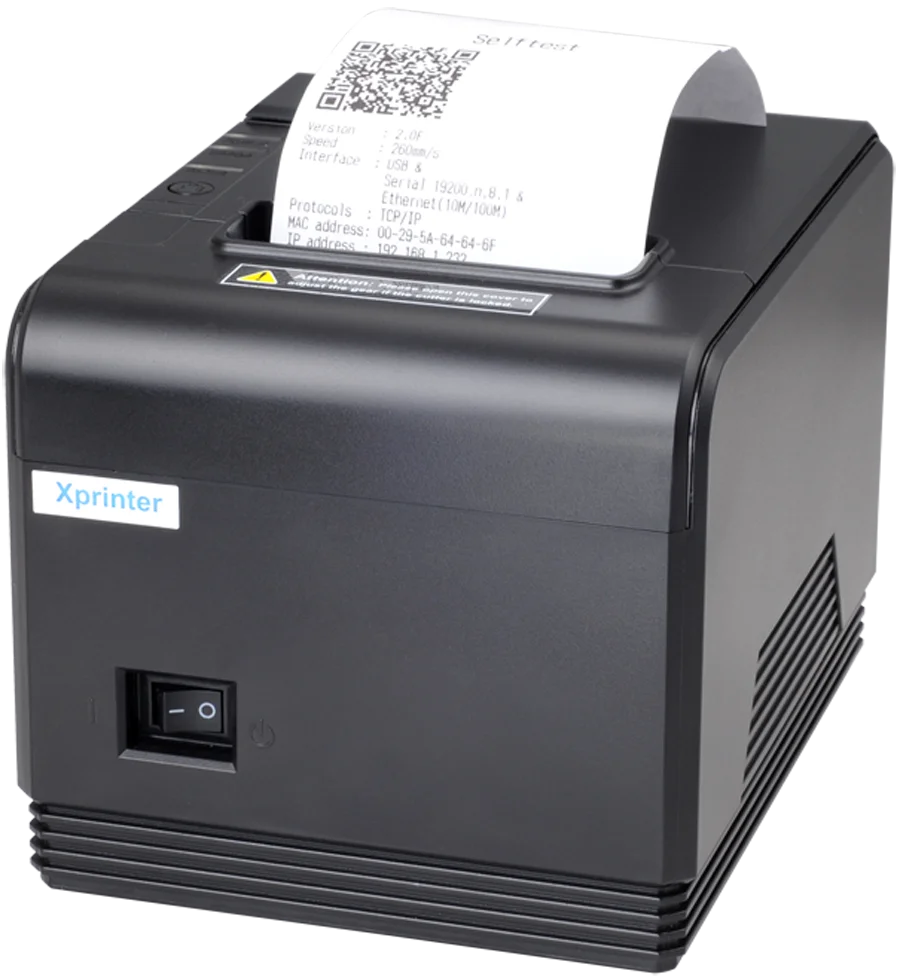 

Xprinter XP-Q200 Thermal Receipt Printer 80mm High Speed Easy Paper Load ESC Command LAN Direct Thermal Color Barcode Printer
