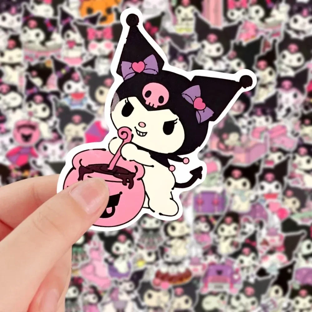 10/30/56pcs Sanrio Kuromi Stickers Kawaii Girls Anime Decoration Decals DIY Laptop Car Waterproof Cute Cartoon Sticker for Kids