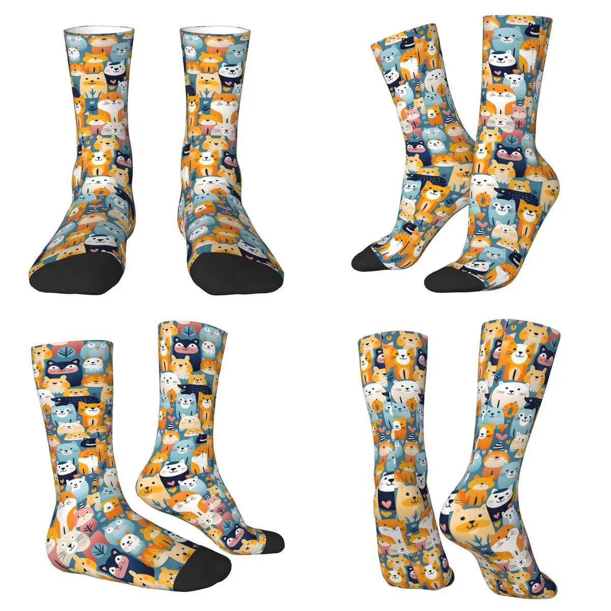 

Носки Animal Friends с изображением щенков и котят, кошек и собак, высококачественные носки в стиле Харадзюку, всесезонные длинные носки для мужчин и женщин
