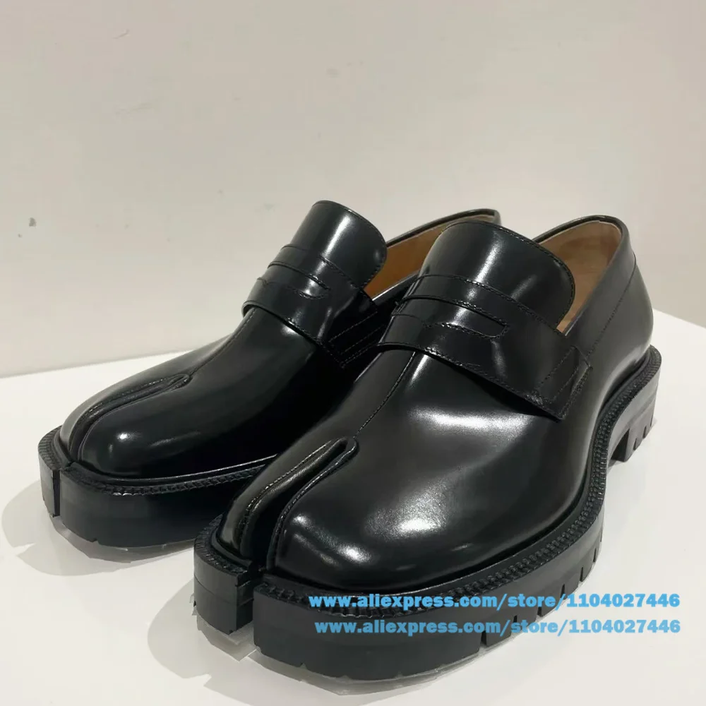 Chaussures à enfiler en cuir souple pour hommes, mocassins fendus, mocassins à semelle optique, chaussures simples, design décontracté, document