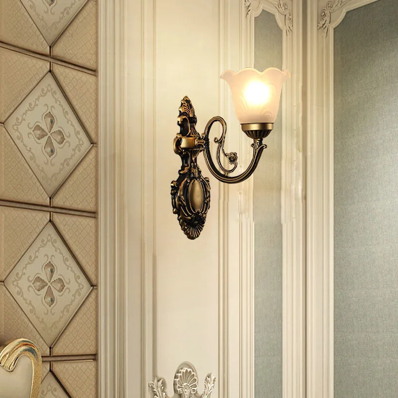 

European Simple LED Wall Lamp Bedroom Bedside Lamp Villa Living Room Porch Stair Lamp Decorative Lighting
