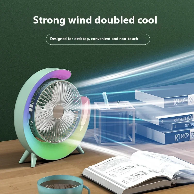 

Colorful RGB Lighting Fan Usb Rechargeable Home Electric Fan Portable Fan For Bedroom Office Desktop