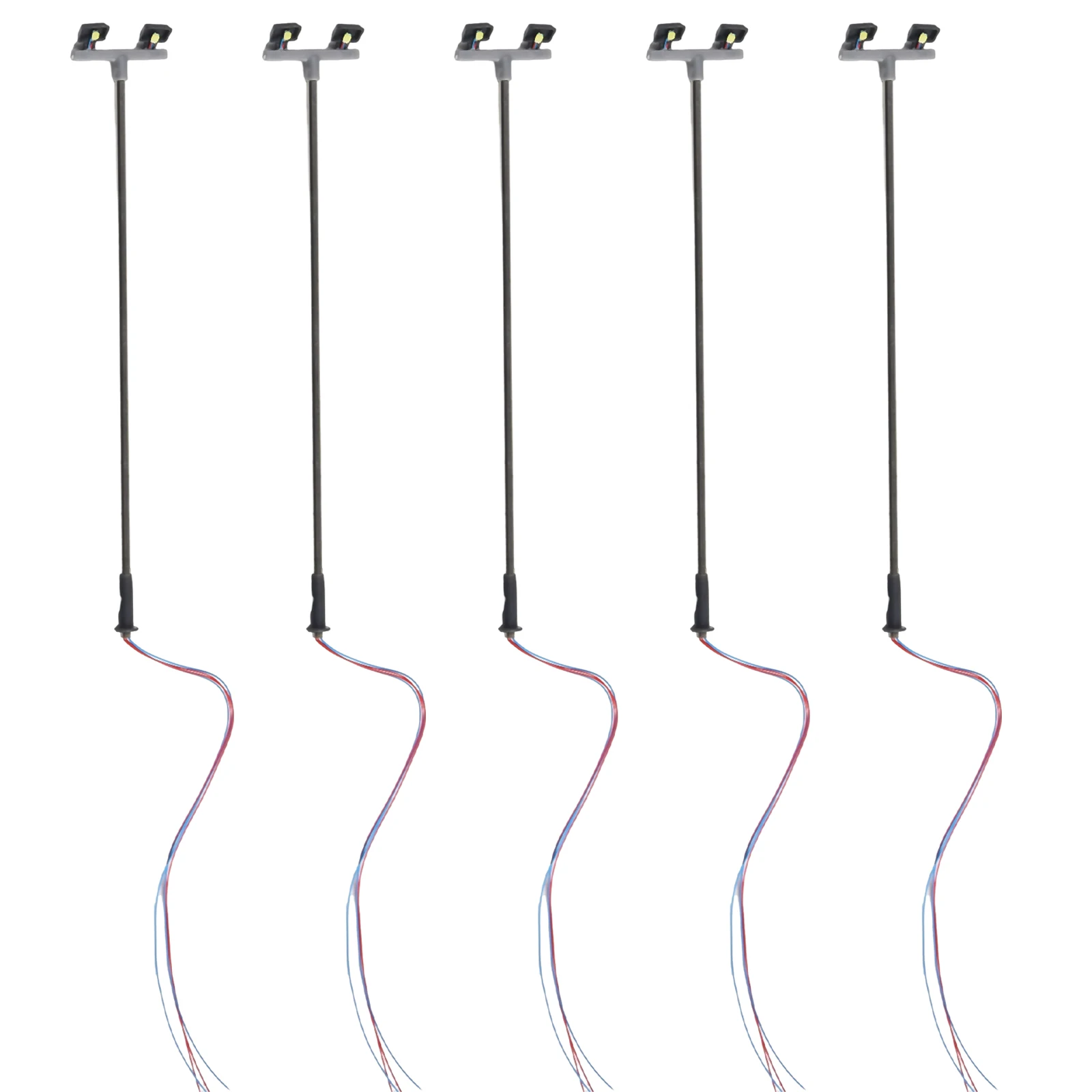 5 Pack Model Railway Twin LED Yard Lights 1:76 Scale OO Gauge Flood Lamps for Train Layout Scenery and Miniature Garden Projects