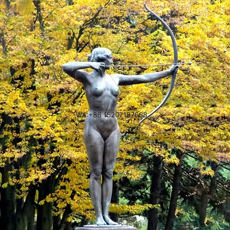 Wmwmnu Life Size Outdoor Classical Bronze Diana Goddess Statue Antique Female Archer Huntress Artemis Sculpture for Garden