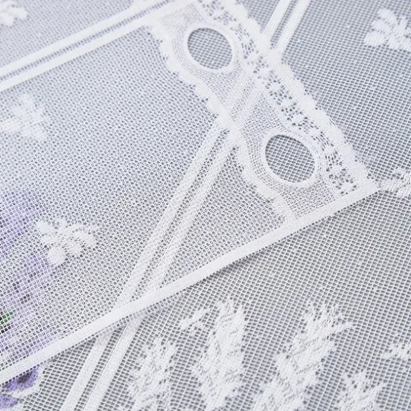 Bloemen Kant Semi-Sheer Cafe Gordijn Rustieke Boerderij Stijl Kastdeur Cover Wasbaar Lichtgewicht voor Keuken Eetkamer Decor