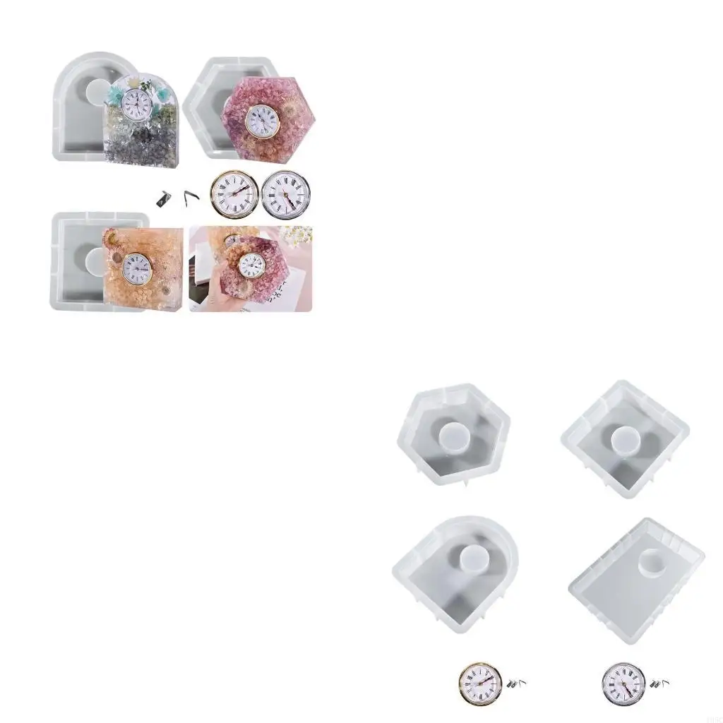 195C Clock Silicone Epoxy Mold Resin Casting Mold for Flowers Desktop Home Decoration
