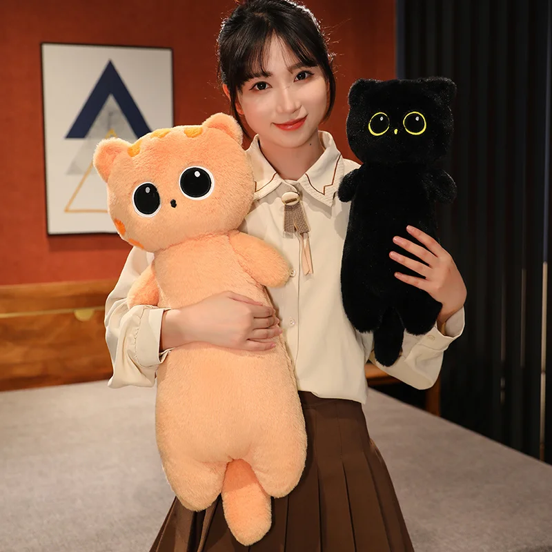 Cute Cat Plush Toy Stuffed Animal Black Cat Throw Pillow Cushion 100cm Big Size Toy Children Birthday Gift  for Boy Girl