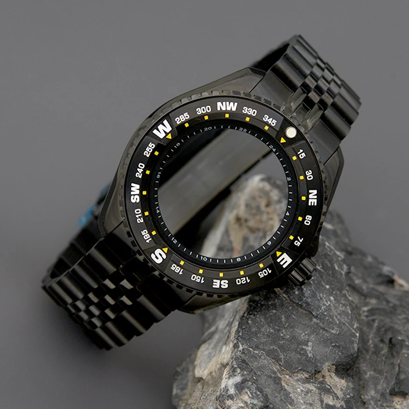 Black Watch Diver Case Sapphire Glass 200M Waterproof Fit NH34 NH35 NH36 4R 6R Japan Automatic Movement Watch Repair parts Cust