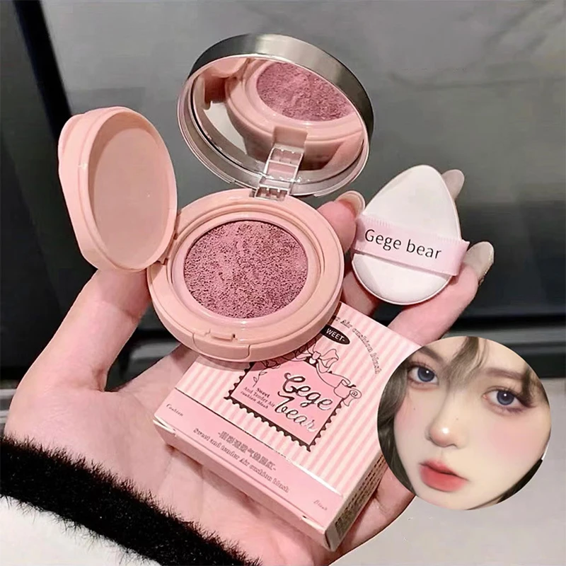 Cute Liquid Blusher Air Cushion Nude Natural Face Brighten Apricot Peach Tint Blush Shading Rouge Rubor Korean Makeup Cosmetics