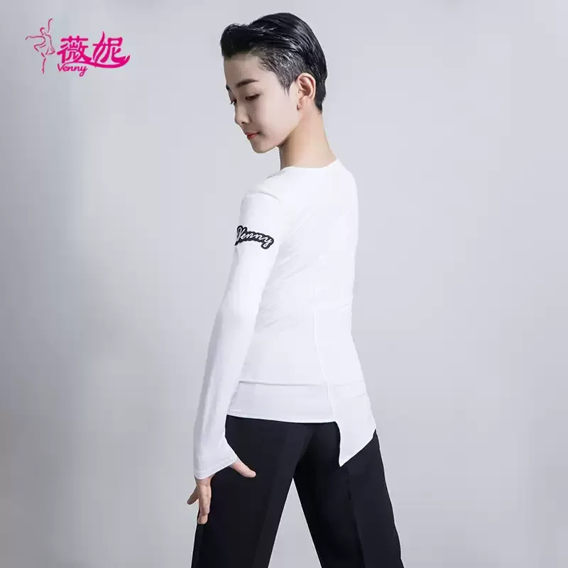 Платье для латинских танцев Venny, топ для мальчиков, облегающая одежда для выступлений для тренировок и сцены, костюмы для бальных танцев