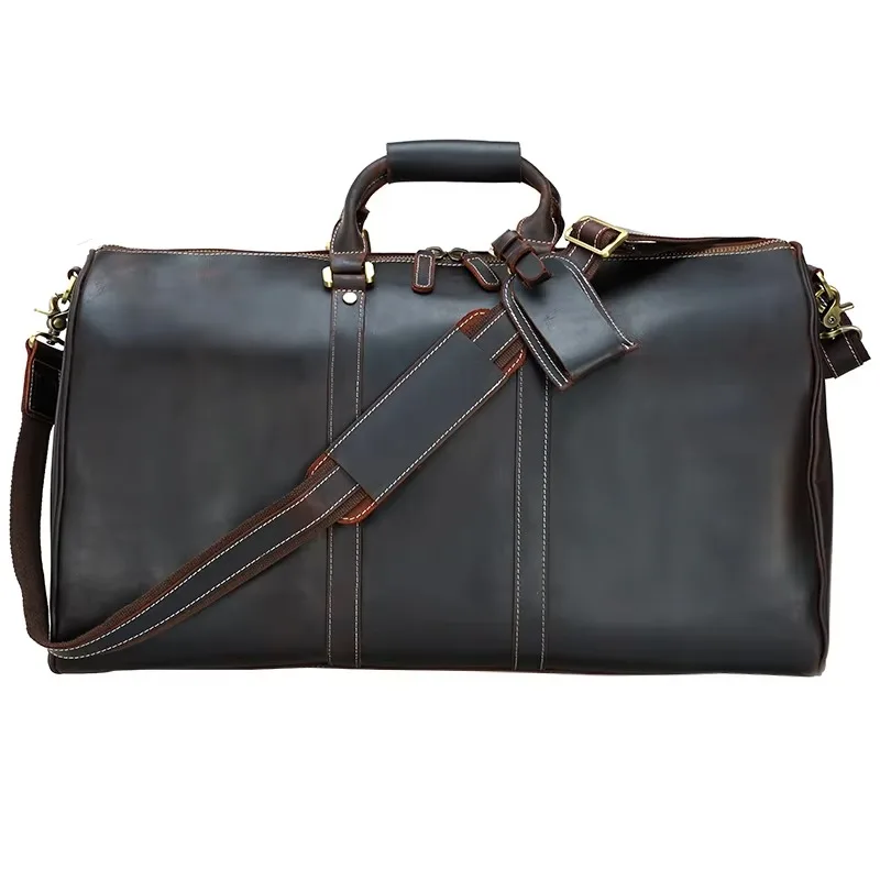 Vintage Design Top Grain Leather Sports Tote Bag Leather Travel Luggage Leather Fitness Bag