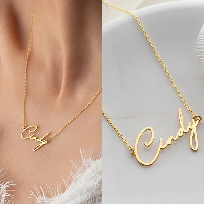 Custom Name Necklace Personalized Gold Color Choker Stainless Steel Necklaces for Women Man Customized Jewelry Couple Gift