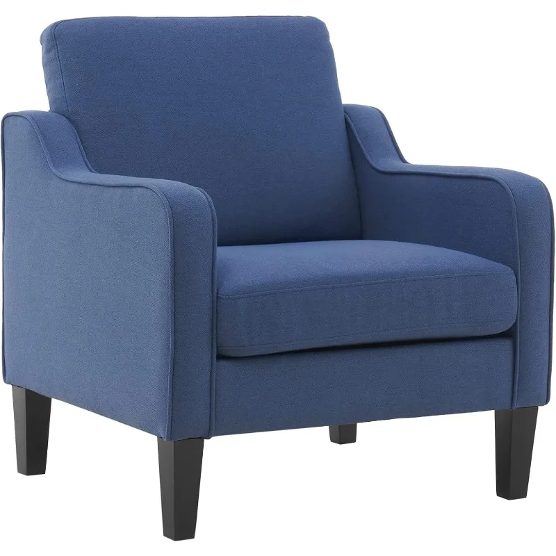 Accent Chair,Navy Blue Fabric for Living Room Upholstered Armchair with Scooped Arms for Bedroom,Studio,Office,Waiting Room