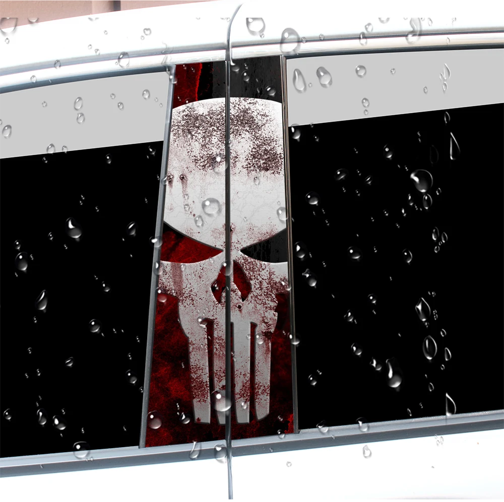 Terrible Punisher Skull Car Stickers Auto B Pillar Waterproof Decoration Cover Scratches Sunscreen Car Doors Pillar Vinyl Decals