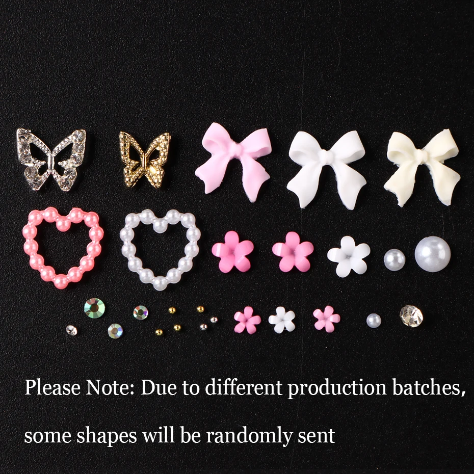 ชุดอุปกรณ์ตกแต่งเล็บ 3 มิติ 12 ช่อง ลายผีเสื้อหลากสีสไตล์ Y2K |   ดอกไม้ |   โบว์ |   การออกแบบตกแต่งเล็บด้วยเพชรเทียม DIY