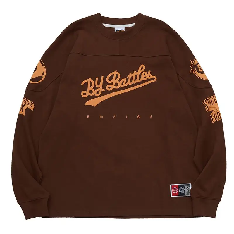 

Оригинальный хлопковый костюм для хоккея с шайбой в американском ретро-стиле, весна-осень, свитер с длинными рукавами и принтом на плечах