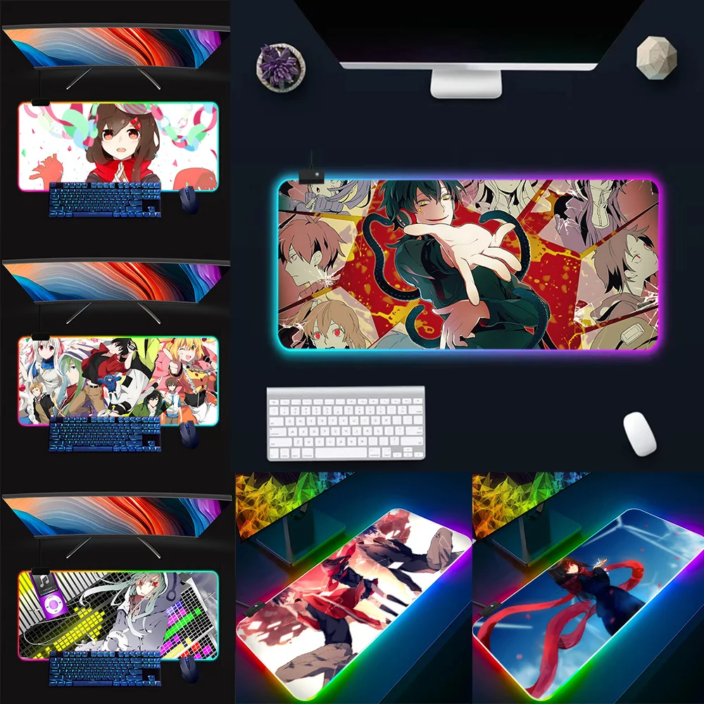 MaiYaCa Kagerou Project Girl RGB Pc Gamer Keyboard Mouse Pad Mousepad LED Glowing Mouse Mats Rubber Gaming Computer Mausepad