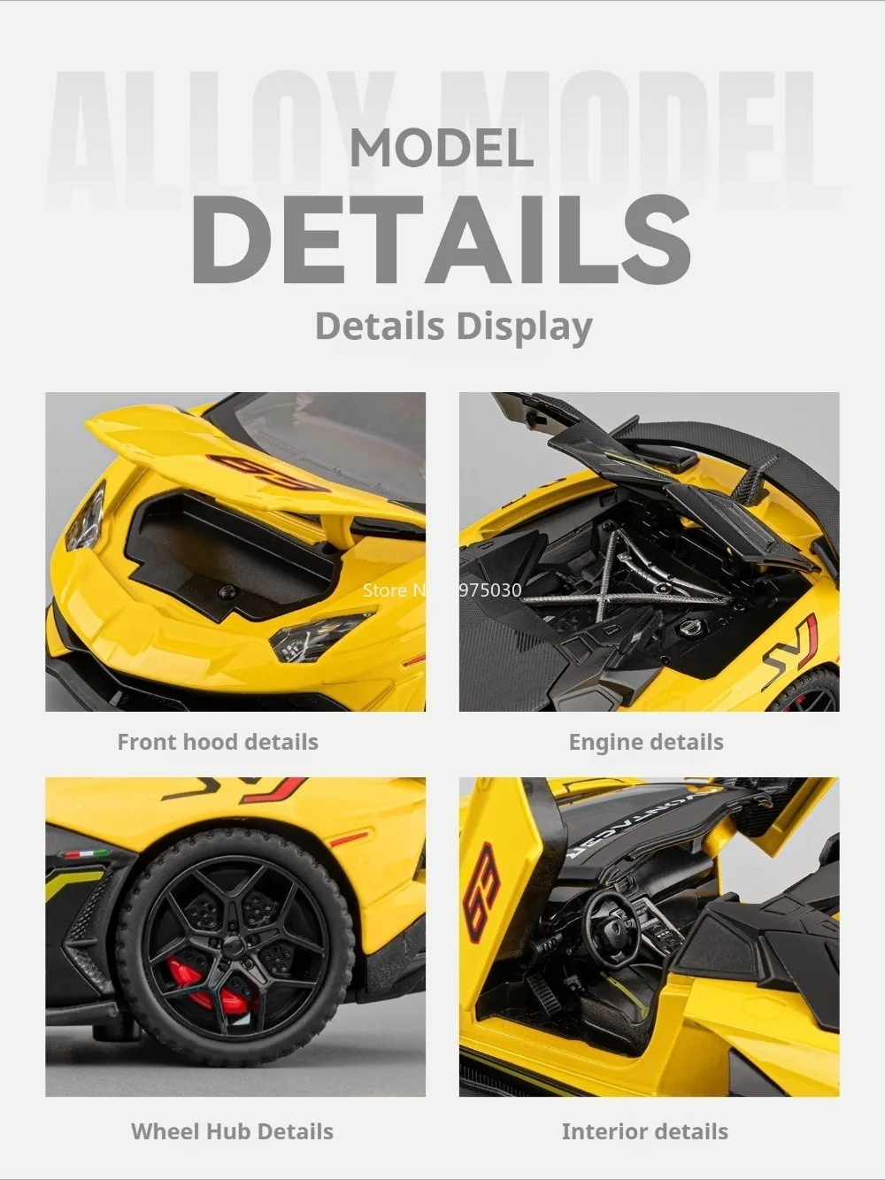 1:32 Lambor Mansory Revuelto SVJ63 Spielzeugmodelle Autos Zurückziehen Miniaturfahrzeuge mit leichter Musik Sportwagen Sammeln Sie Souvenirs – Detail 18