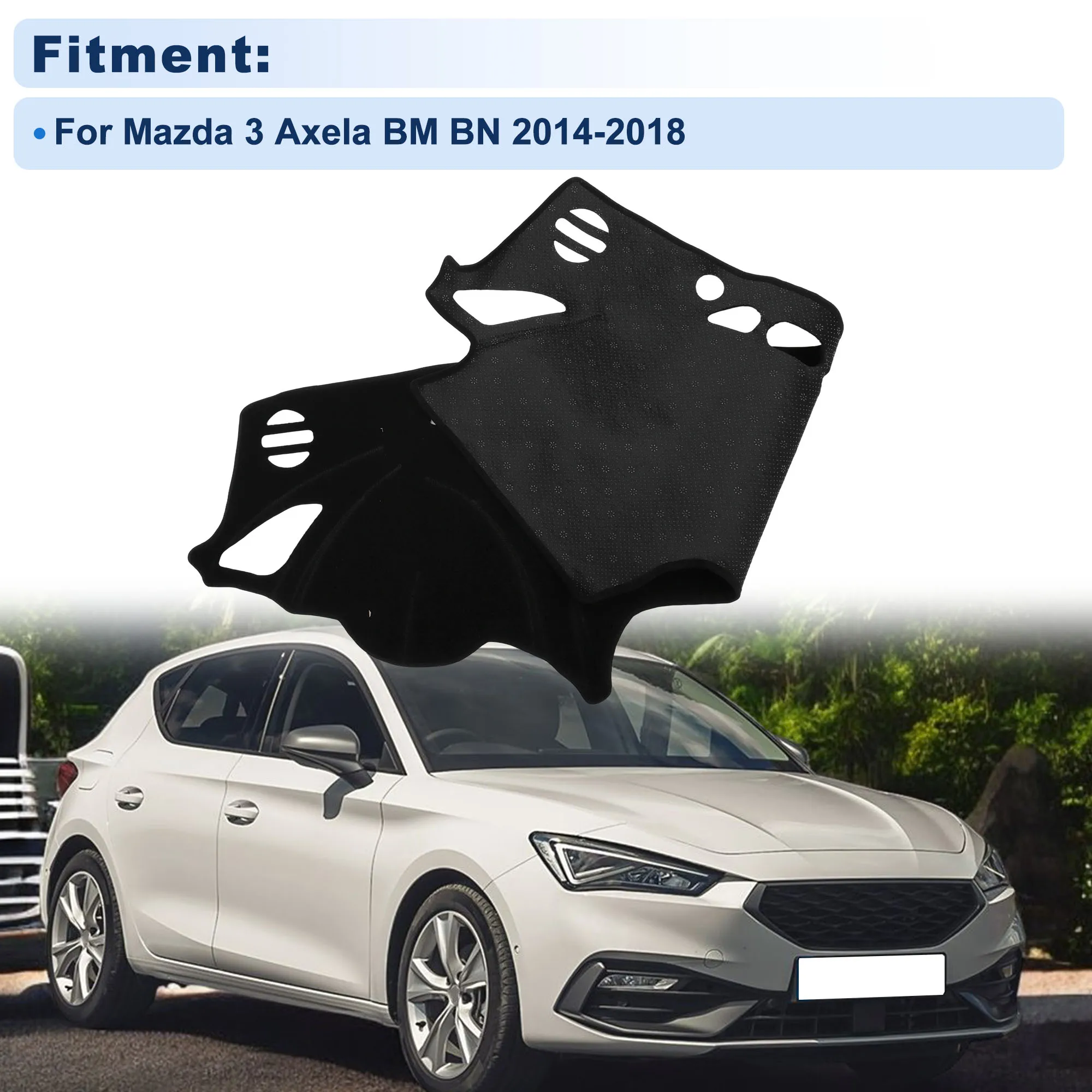 UXCELL Dash Cover for Mazda 3 Axela BM BN 2014-2018 Without HUD Polyester Black 1 set