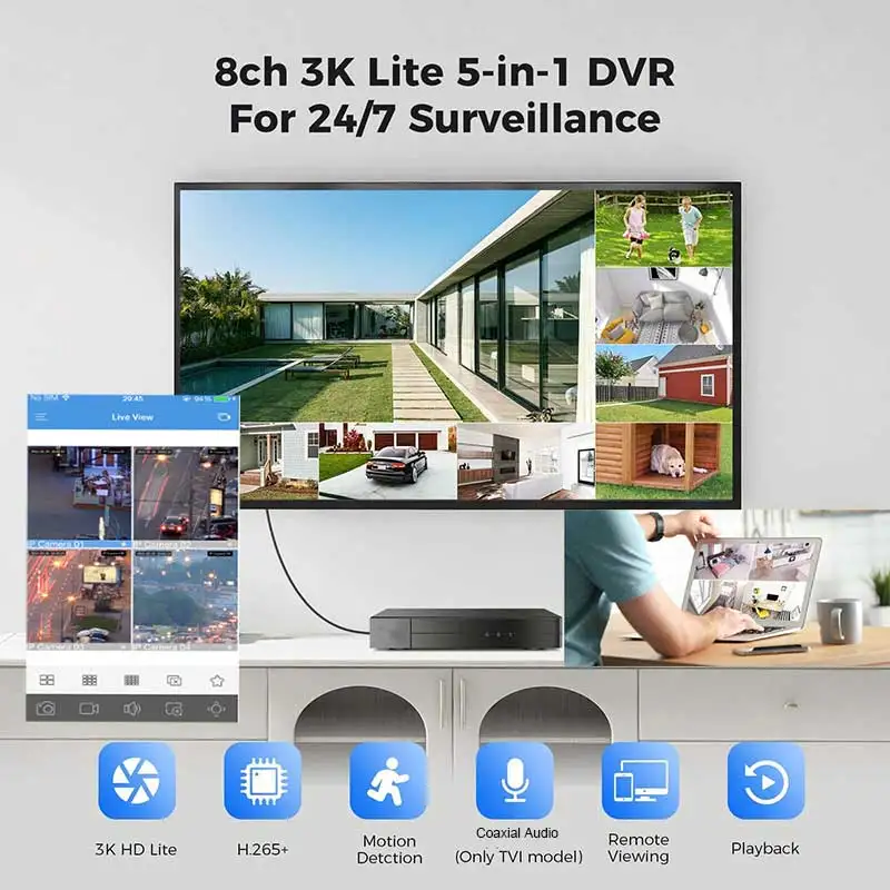 الحرس المشاهد XVR301-08G3 5MP-N الهجين DVR 8CH BNC + 4CH IPC cctv كاميرا مراقبة مسجل فيديو دعم الصوت المحوري UNV OEM #4