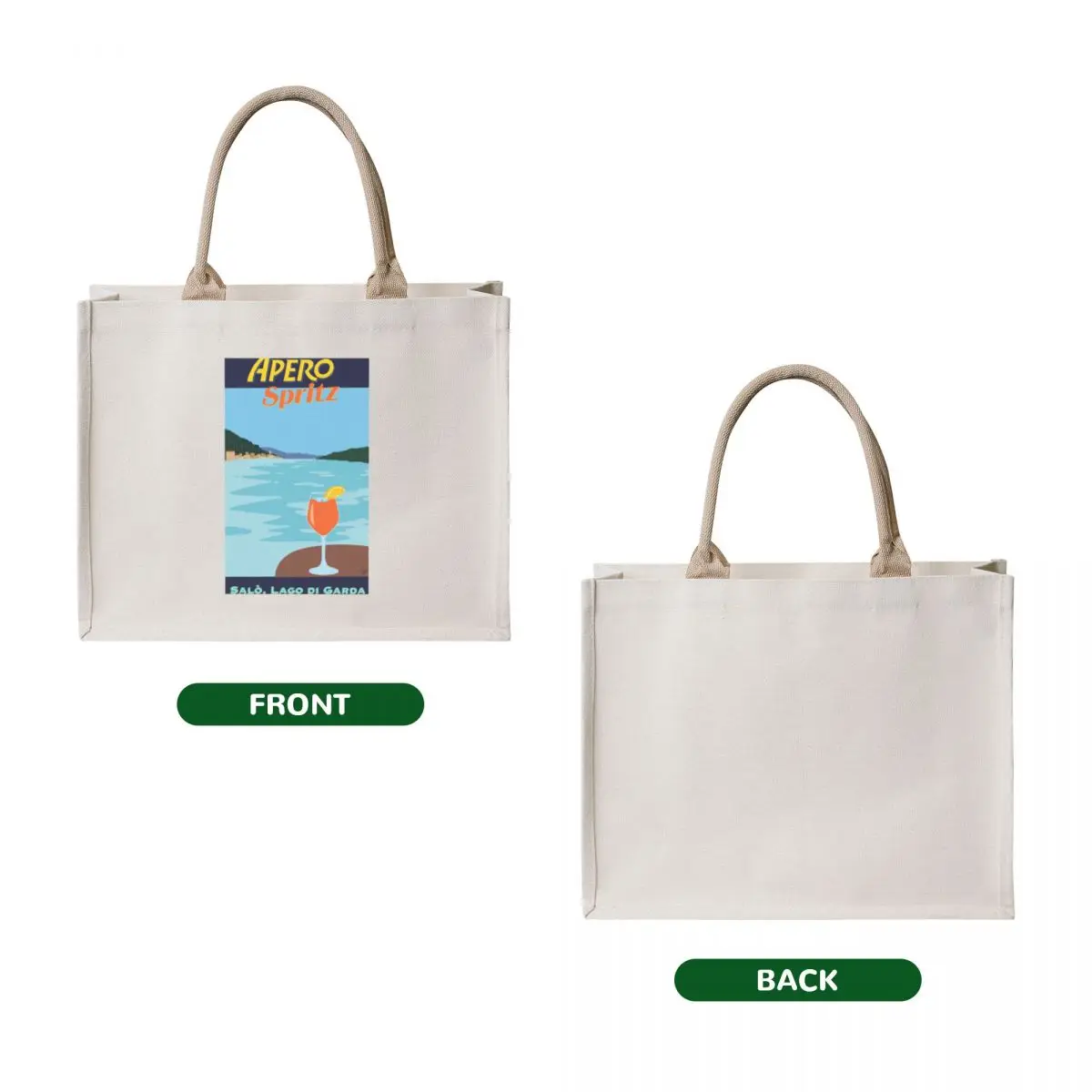 apéro spritz Lago di Garda design Tote Bag university shopper bag Canvas stote bag Women's shopping
