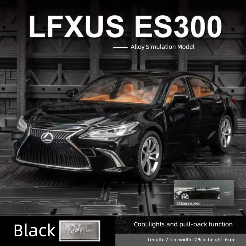Modelo de coche de aleación Lexus ES300H 1:24, colección de adornos, juguetes eléctricos de metal para niños, puertas y capó de motor, maletero se puede abrir