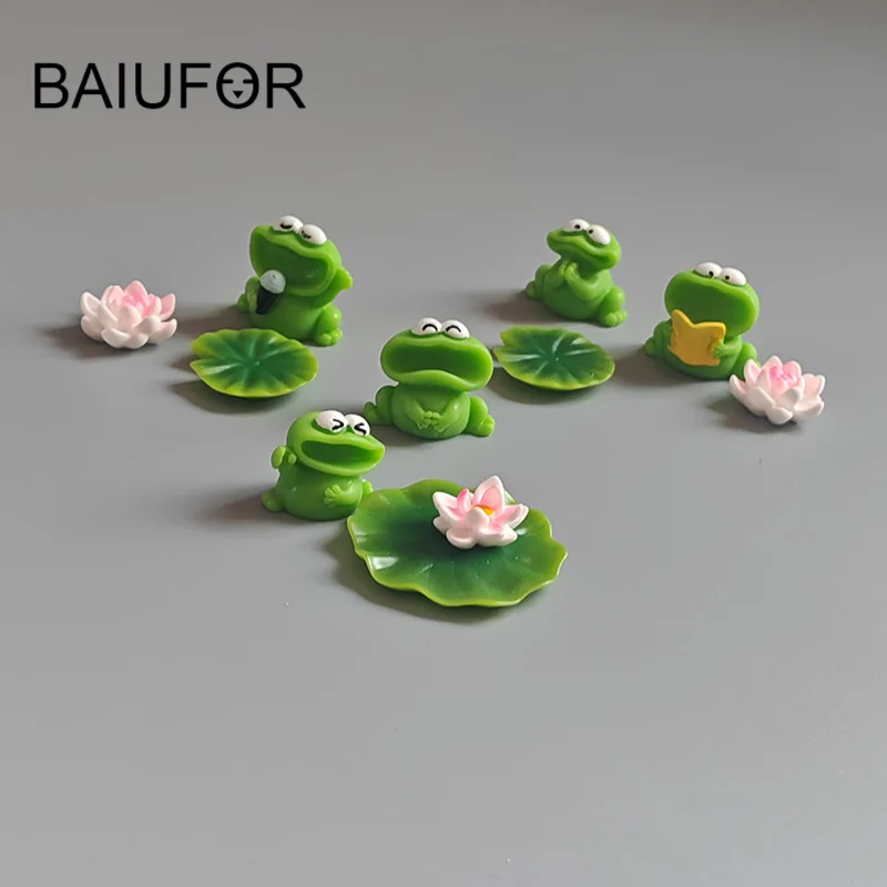 Miniature Aquarium Figures, Fairy Garden Decoration, Resin Frog, Lotus Leaf, Tadpole, Fish Tank, DIY, Cartoon Kits, 11-21Pcs Kit