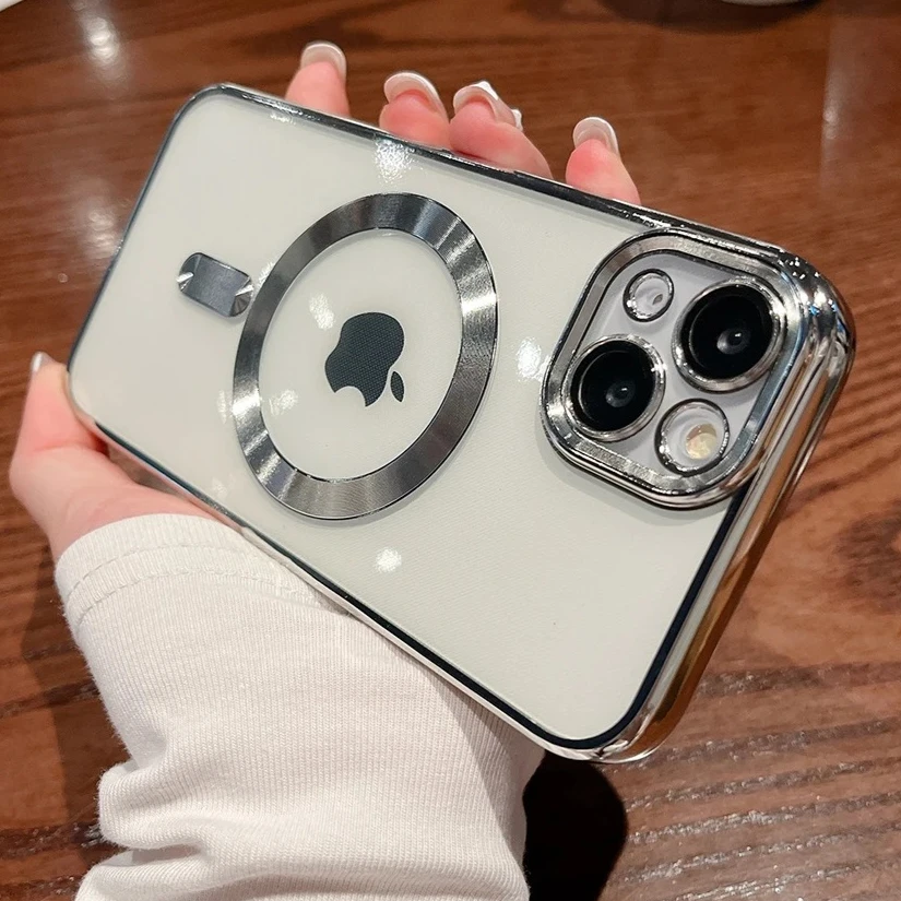 

Sleek Electroplated Magnetic Case For Magsafe For iPhone 16 15 14 13 12 11 17 Pro Max 360° Protection with Lens Guard