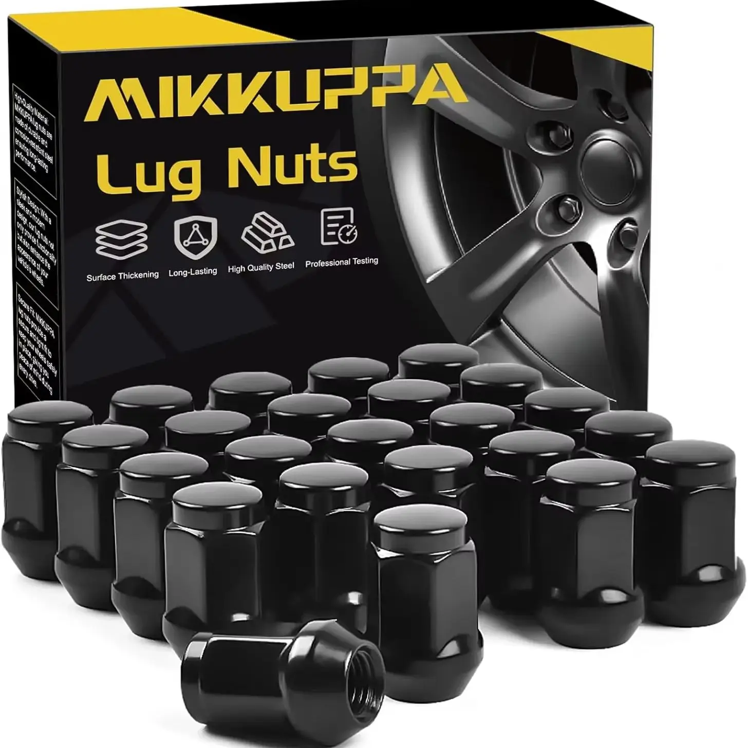 

MIKKUPPA 24PCS M14x1.5 Lug Nuts Black Wheel Nuts Kit Replacement for Chevrolet Silverado 1500, GMC Sierra, Ford, SUV & Pickup