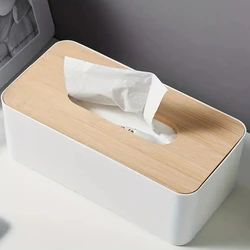 Bamboo Rectangular Tissue Box Cover, Long Tissue Box Cover, Toilet Paper Holder, Desk Bathroom Organizer