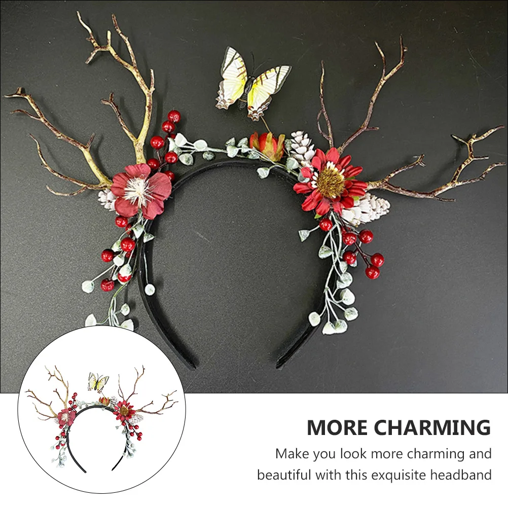 

Christmas Antler Hairband Lightweight Non Deformation Holiday Party Accessories Realistic Xmas Headwear Elk Hoop Child Christmas