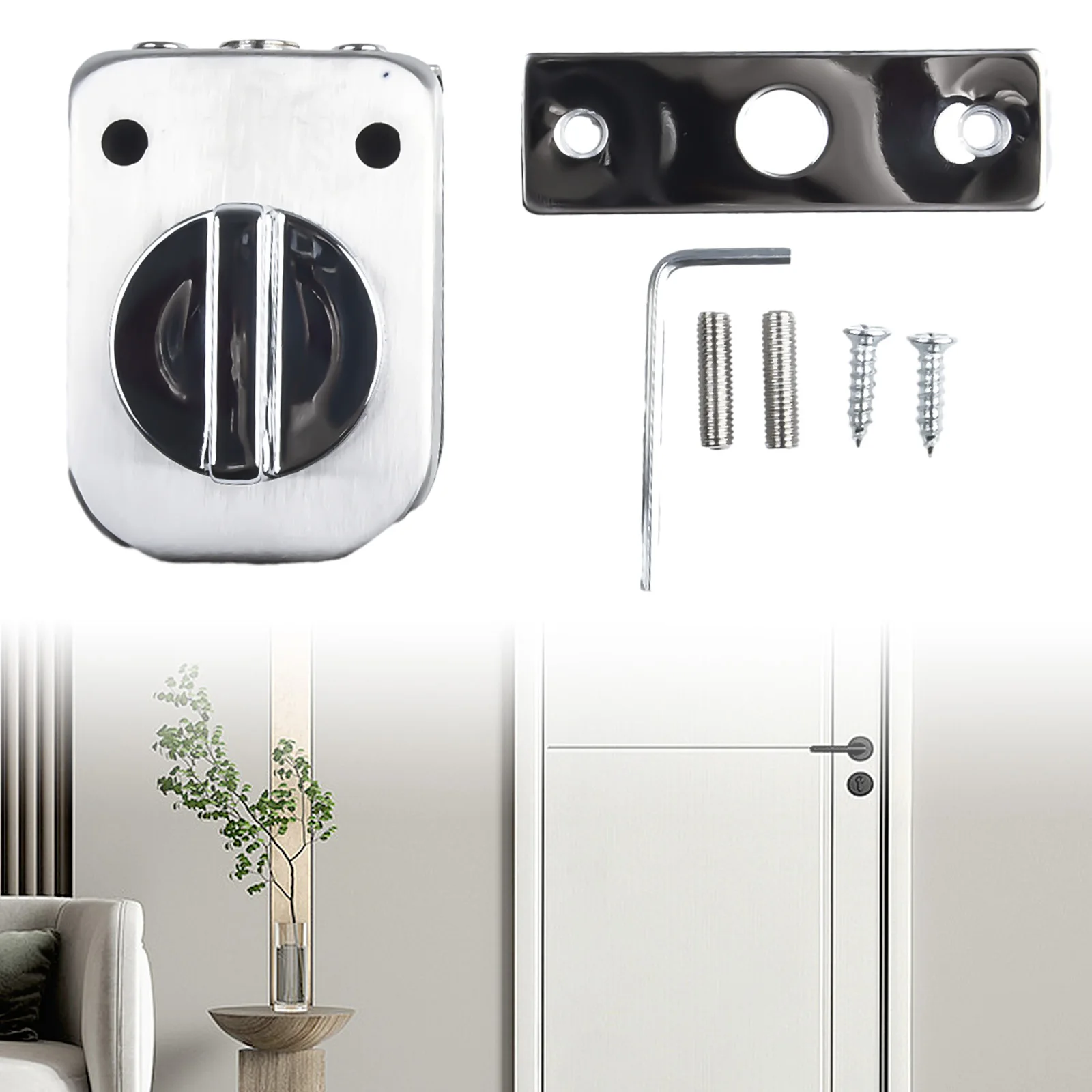 Hardware Latch Lock Glass Door Lock No Need Punch Holes Polished Stainless Steel Twist The Handle High Qualit Hardware
