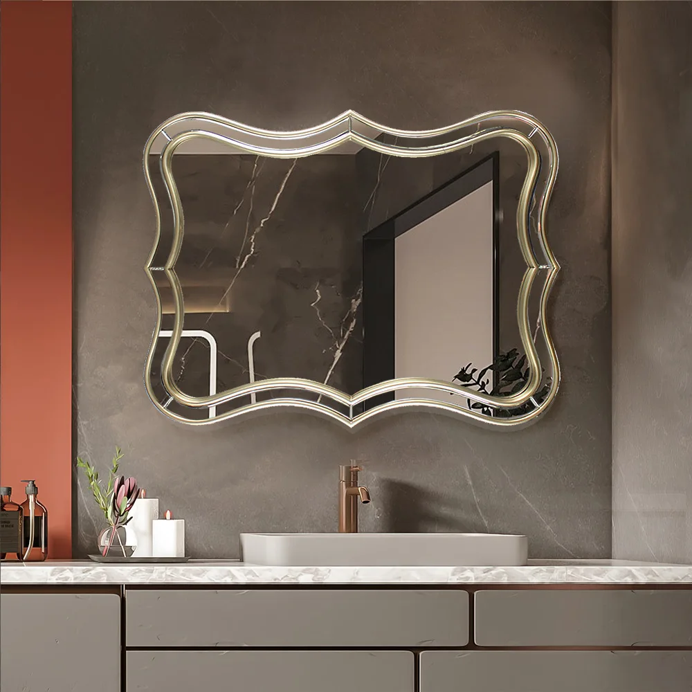 Bathroom mirror glass splicing mirror restaurant decoration bathroom wall wall dressing mirror