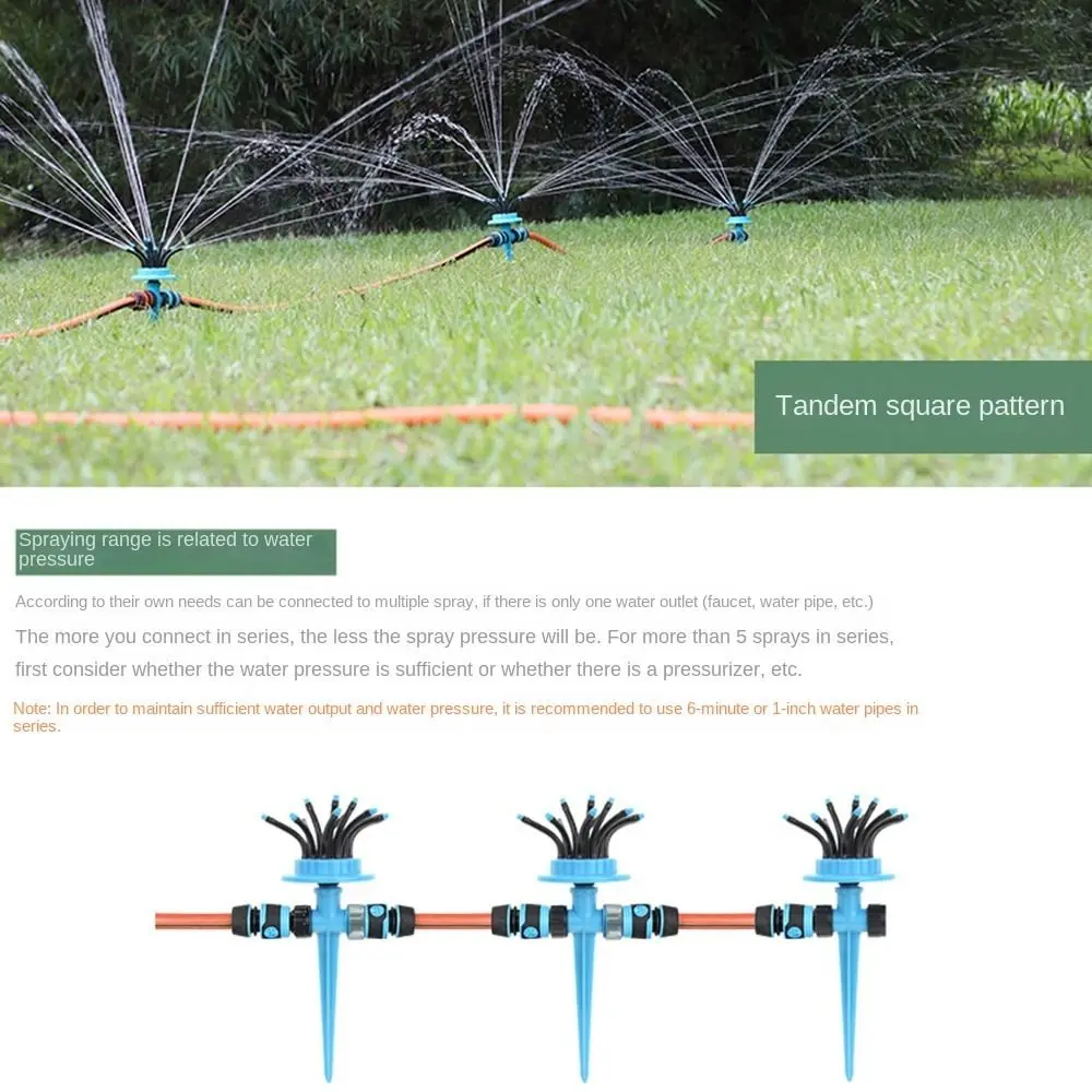 

360 Degree Automatic Multi Head Sprinkler ABS Gardening Sprinkler Plant Watering Device With Spray Garden Lawn Sprinkler Lawn