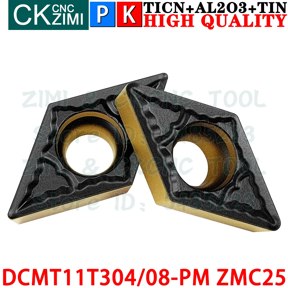 DCMT11T304-PM ZMC25 DCMT11T308-PM ZMC25 Insertos de carburo Herramientas de insertos de torneado externo Herramientas de torno de metal mecánico DCMT11T3 DCMT 11T3 CNC Herramientas de corte para acero