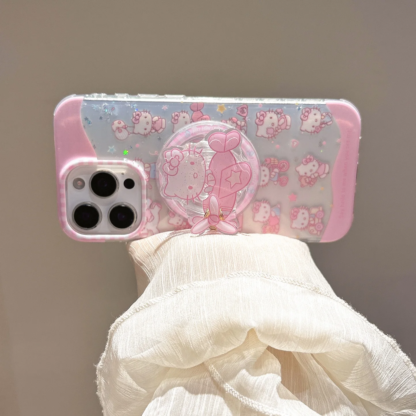 

Cute Cartoon Sanrio Hello Kitty Y2K Magnetic Bracket Mobile Phone Case for IPhone 16ProMax 16 15 14 13 ProMax Phone Case
