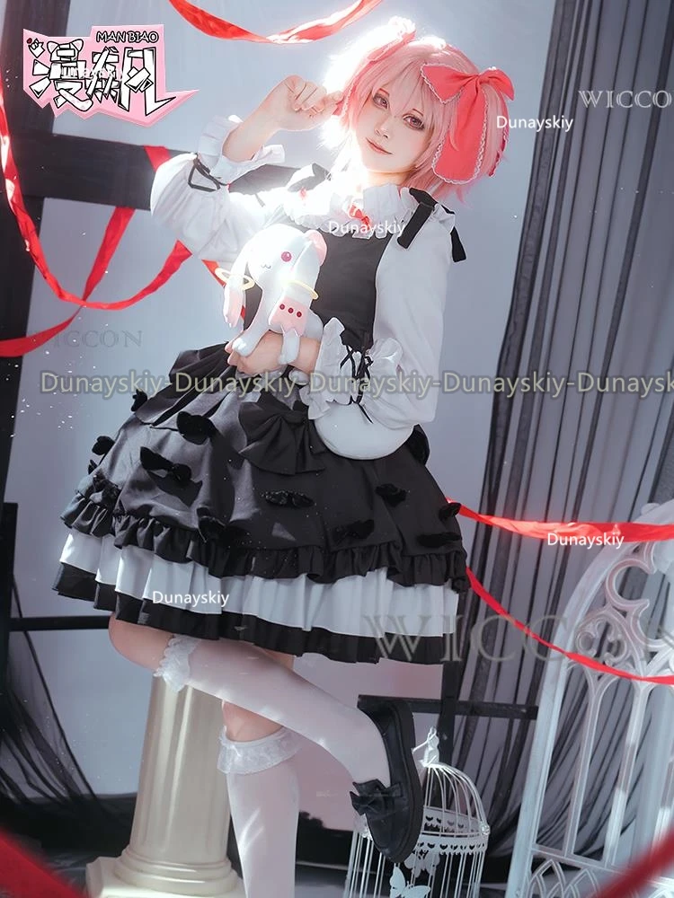 Kaname Madoka Cosplay Anime Puella Magi Madoka Magica Cosplay Madoka Gothic Style Frauen niedlichen Lolita Kleid Halloween Kostüm