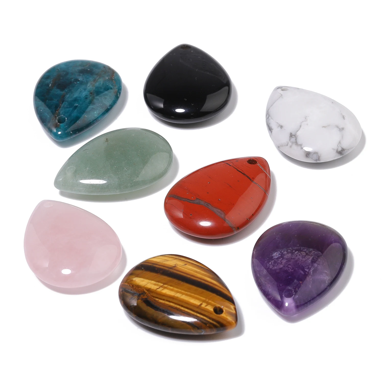 25x18mm Waterdrop Natural Stone Amethyst Onyx Apatite Aventurine Charm Pendant Women Jewelry Making for DIY Necklace Accessories