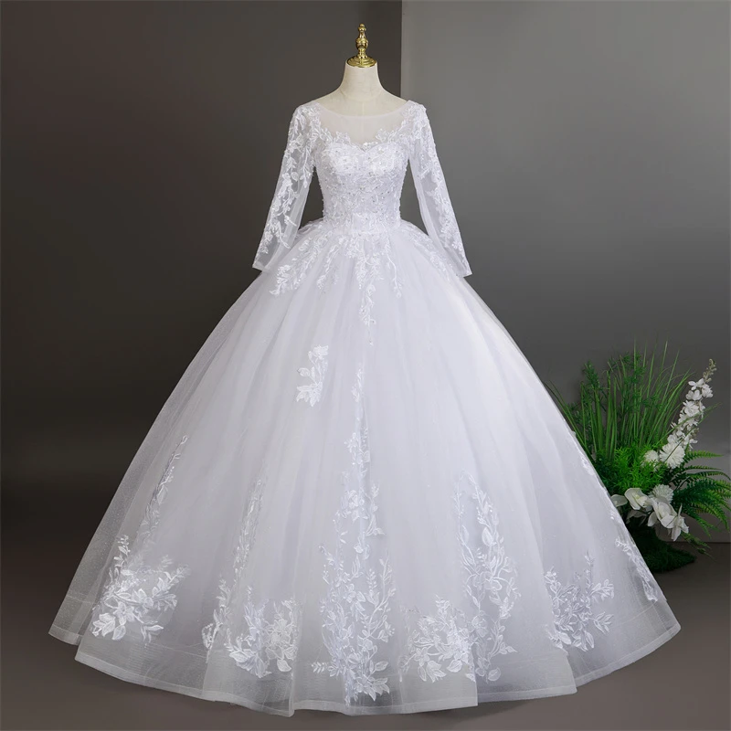 Suknie Ślubne Długi Rękaw Czysta Biel Słodka Sukienka na Przyjęcie Weselne Luksusowa Koronka Plus Size Suknia Ślubna Szyta na Miarę Nowość 2025