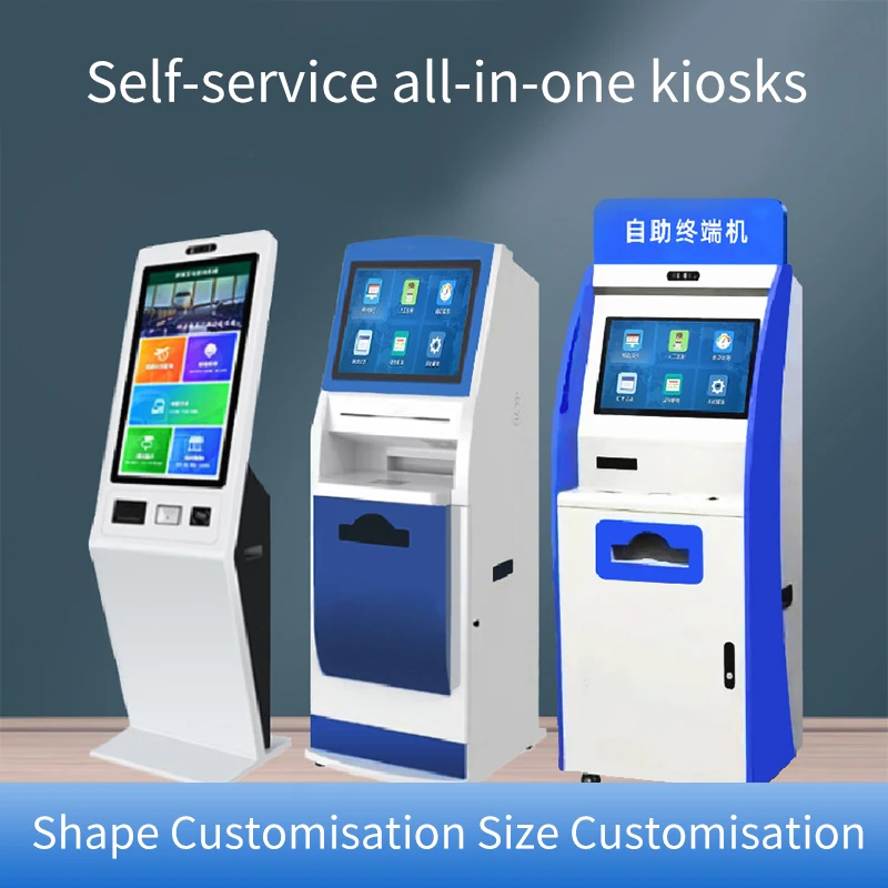 Quiosco de boletos automático de actividad de cabina de gestión de información de boletos de cola de banco de hospital táctil de autoservicio de 21,5 pulgadas