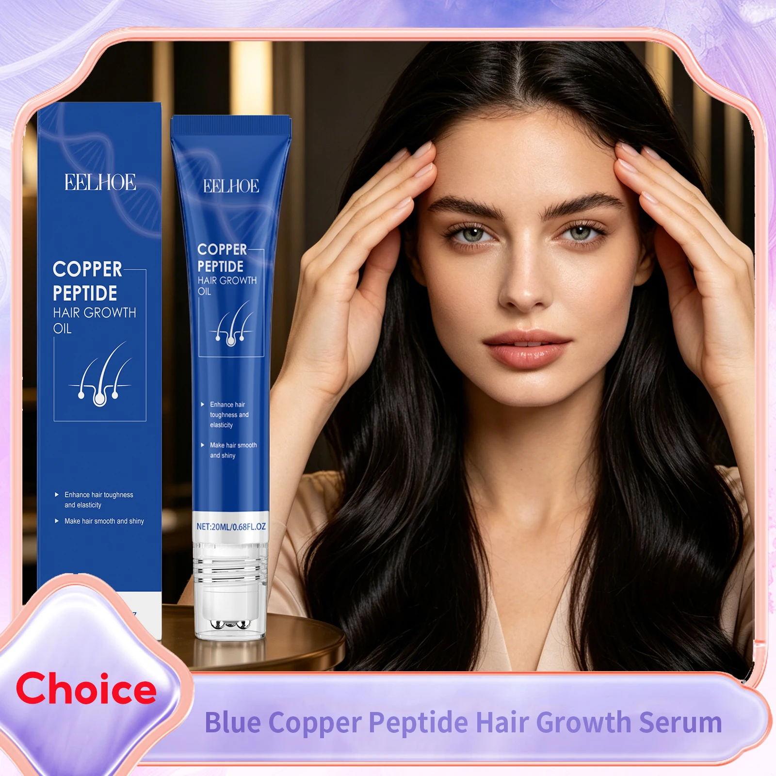 

Blue Copper Peptide Hair Serum Roller Repair Damaged Hairs Norishing Follicle Scalp Treatment Anti-Frizz Hair Care Essential Oil