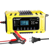EFAST Car Battery Charger 6A 12V Car and Motorcycle Battery Charging Device Lead-acid Battery Smart Repair LCD Display