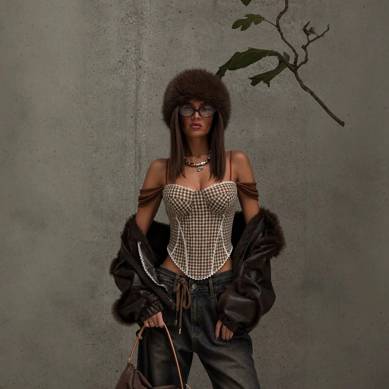 ZEKYE European and American INS Popular Plaid Chest Wrap Fishbone Vest Female sexy Retro French Sling Tube Top Strap Waist